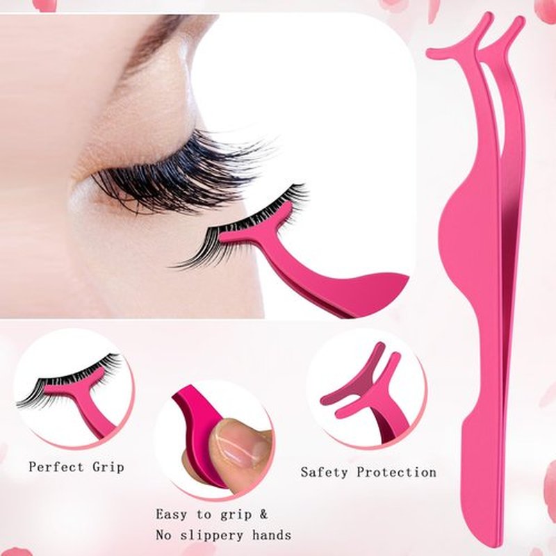 Eyelash Applicator Tool – 5-in-1 Lash Applicator Tool Set with Eyelash Extension Tweezers, Scissors, Brush – Professional Eye Lash Applicator Tools for DIY Eyelash Extensions, Cluster Lashes