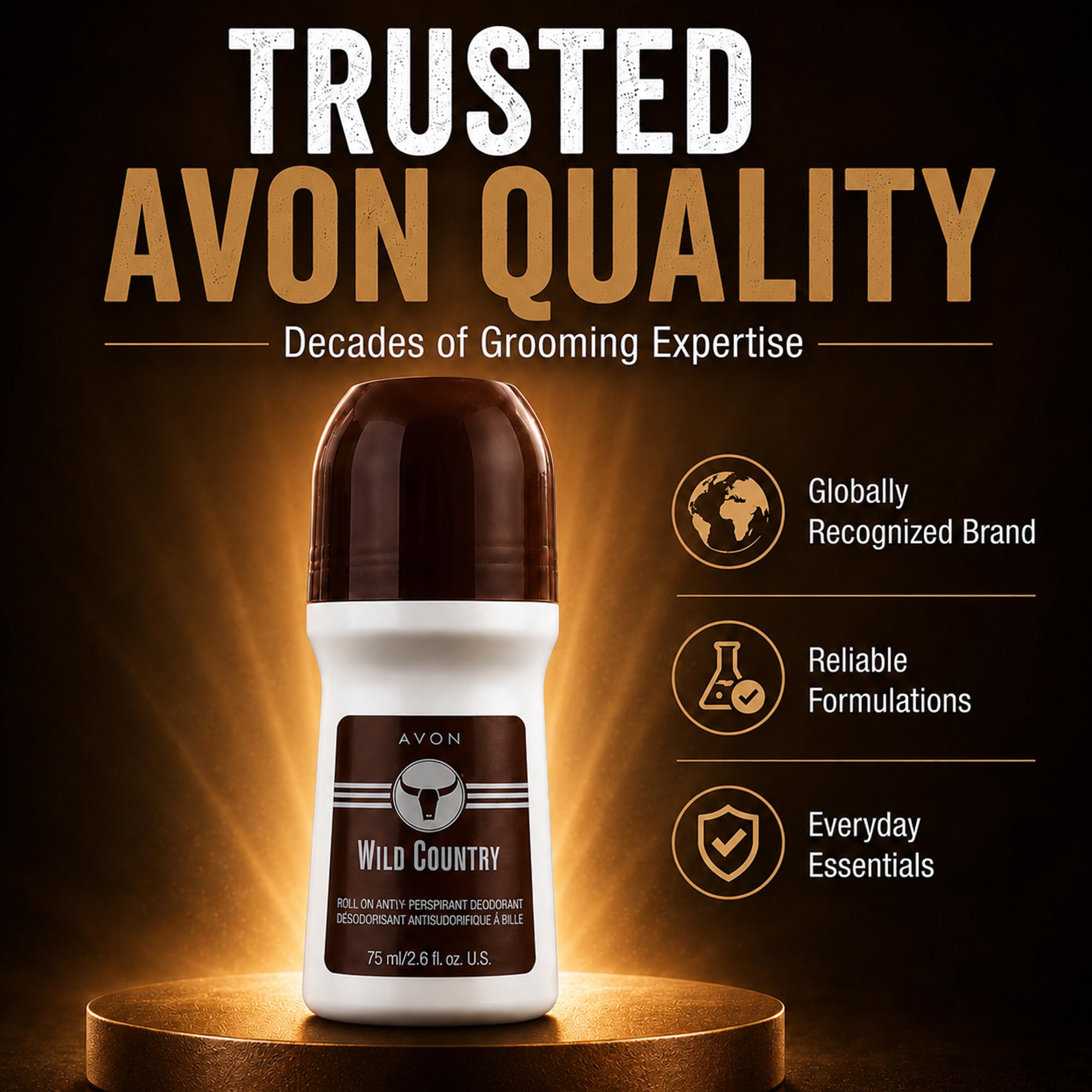 AVON Wild Country Roll-On Antiperspirant Deodorant - 2.6 oz - 4 pack