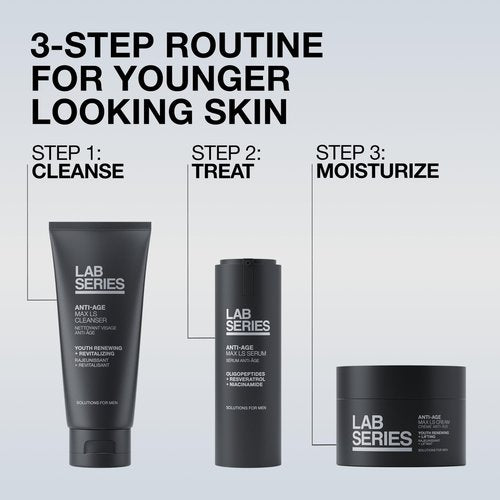 Lab Series Men's Max LS Anti-Age Cream - Anti Aging Face Lotion Moisturizer - Skin Care for Men - Visibly Reduces Fine Lines & Wrinkles, 1.7 Fl Oz