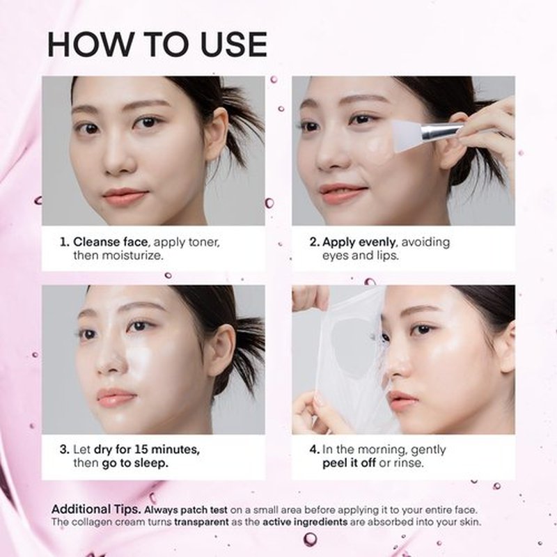 TEREZ & HONOR Collagen Night Wrapping Peel Off Mask: Korean Face Mask for Elasticity, Hydrating & Glow - 100Dalton Smallest Molecular Collagen for Glass Skin - Dermatologist Tested 3.4 FL OZ