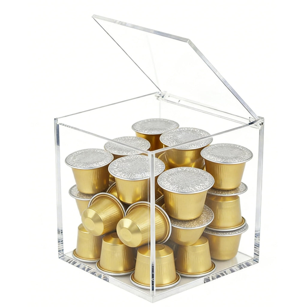 KissYou Acrylic Boxes with Hinged Lid Small Lucite Boxes Clear Display Box for Birthday Wedding Graduation Party Decoration Plastic Storage Boxes