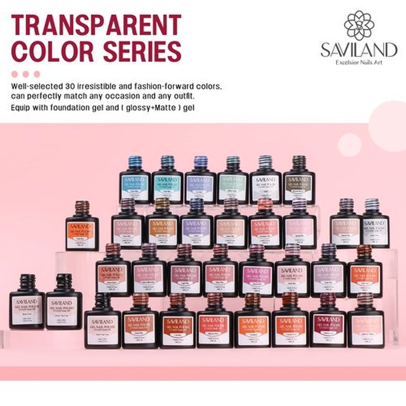 SAVILAND Jelly Gel Nail Polish Set, 30 Colors Translucent Nude Pink Transparent Nail Polish Set with 180 Sheer/Matte/Glossy Effects for Nail Salon DIY Home Christmas Holiday Gift Set
