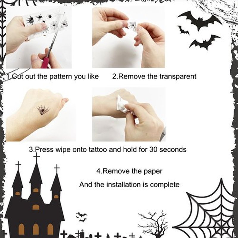 Halloween Face Tattoos Temporary, Realistic Horror Decal Spider Web and Net, Costume Apparel Cosplay Accessories Party Favor Supplies