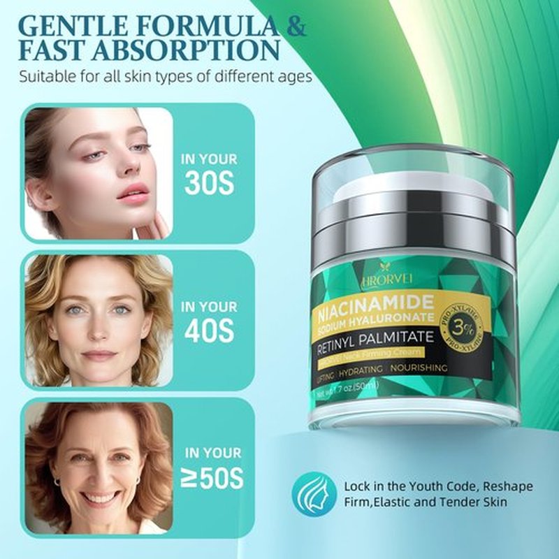 Hrorvei Face Neck Firming Cream Retinol Collagen Hyaluronic Acid Anti Aging Wrinkle Cream For Women Mens Face Neck Chest Jawline Tighten and Lift1.7 fl.oz