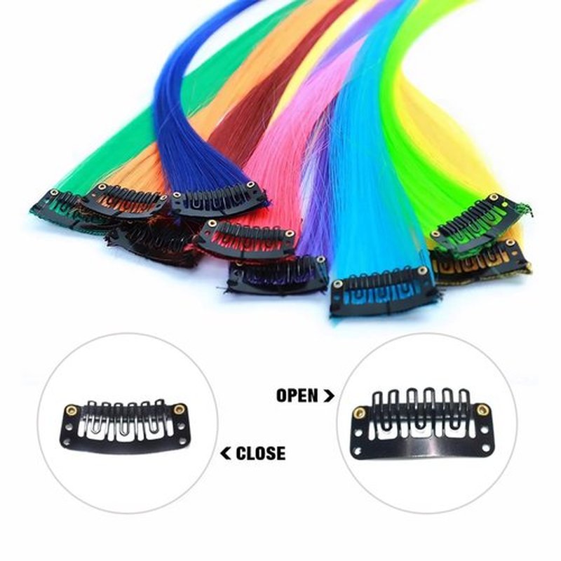 uadbau 50 Pcs 32mm 6-Teeth U-Shape Wig Clips for Clip-in Hair Extensions, with DIY Needle and Thread Kit – Snap Hair Clips for Hair Extensions Clip-ins (Black)