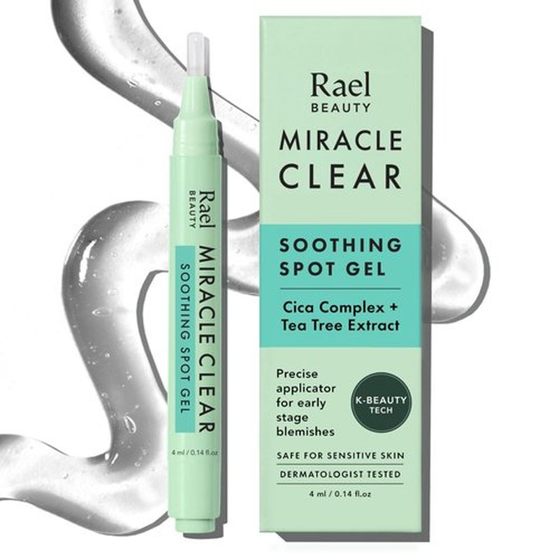 Rael Miracle Clear Spot Gel – Soothing Cream with Succinic Acid, Tea Tree, Calming Cica, Lightweight, Korean Skin Care (0.14 fl oz)