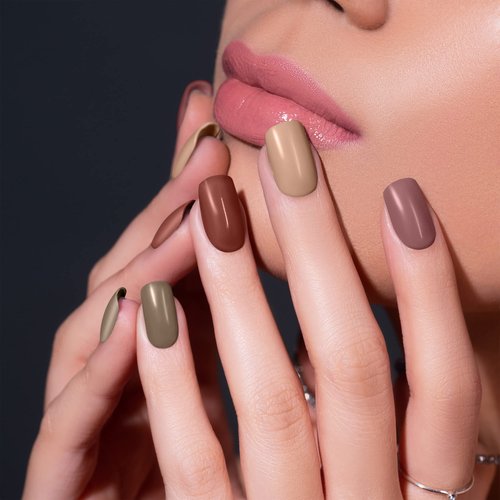 RENEE Gloss Touch Nail Paint Set of 4, Quick Drying Nail Polish, Glossy Gel Finish Nail Kit, Highly Pigmented & Long Lasting Enamel, Chip Resistance 5ml Each Gift Set for Women N02 Everyday Nudes