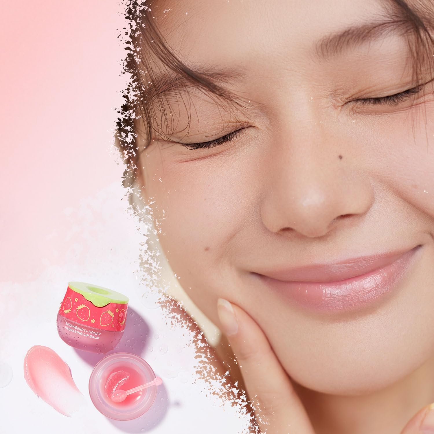 Look At Me Strawberry Honey Moisturizing Lip Balm, Natural Ingredients, Semi-Glossy, Natural Pink, Korean Skin Care, Long-Lasting Moisture, Gifts For Women (0.2 fl.oz.)