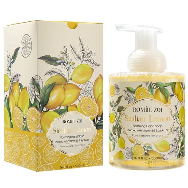 ROMIIE ZOI Foaming Hand Soap with Gift Box- Sicilian Lemon - Formula Moisture & Revitalize - 500ml/ 16.8oz