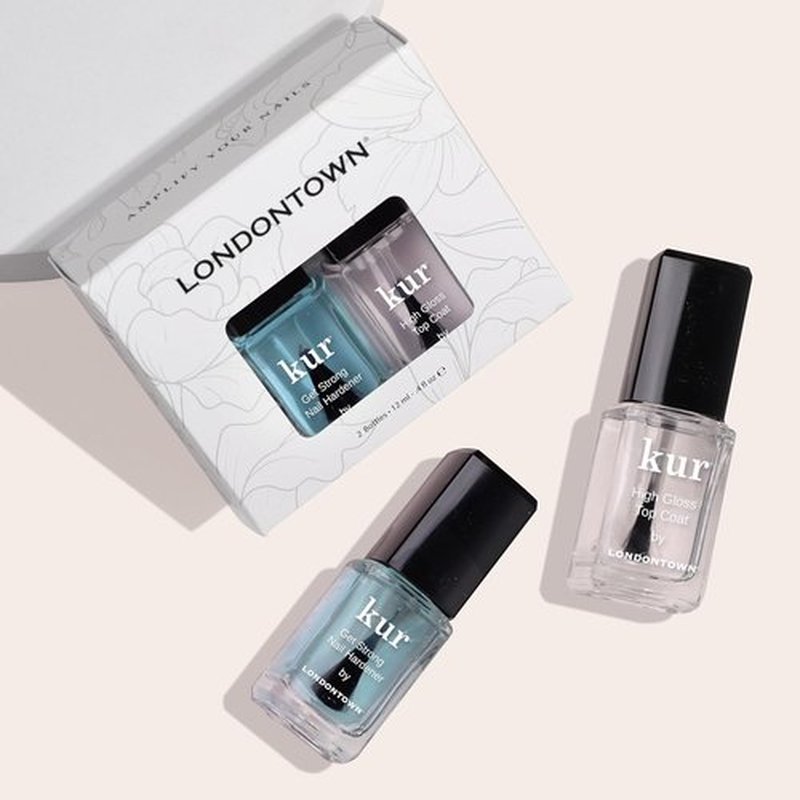 LONDONTOWN Strength & Shine Duo - Nail Hardener & Gloss Top Coat Set | 0.40 Fl Oz Manicure Care
