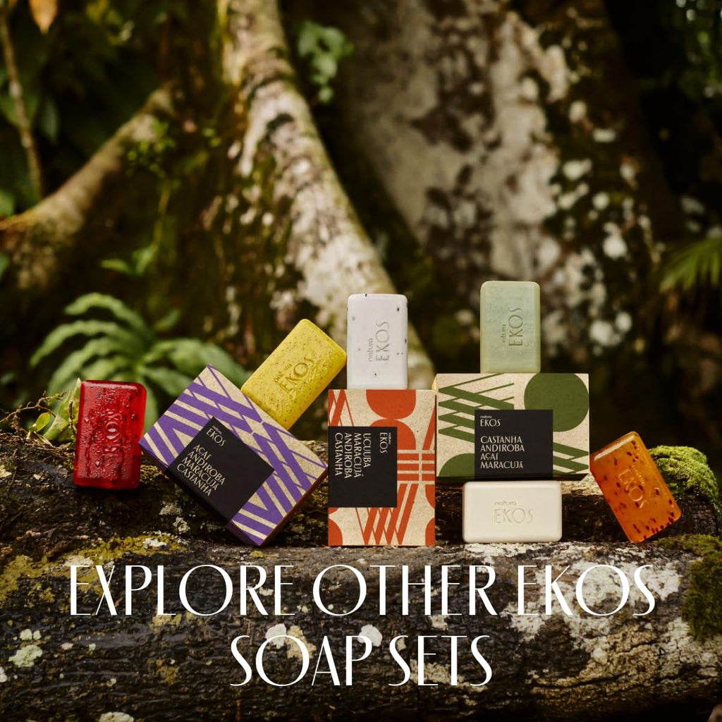 natura - Ekos Açaí Creamy & Exfoliating Bar Soap Set (4 Pack) - 1 Exfoliating Bar, 3 Creamy Bars - Pure Plant Based Oils - Vegan Skin Care - Brazilian Beauty Secrets - Self Care - 3.5oz (100g)