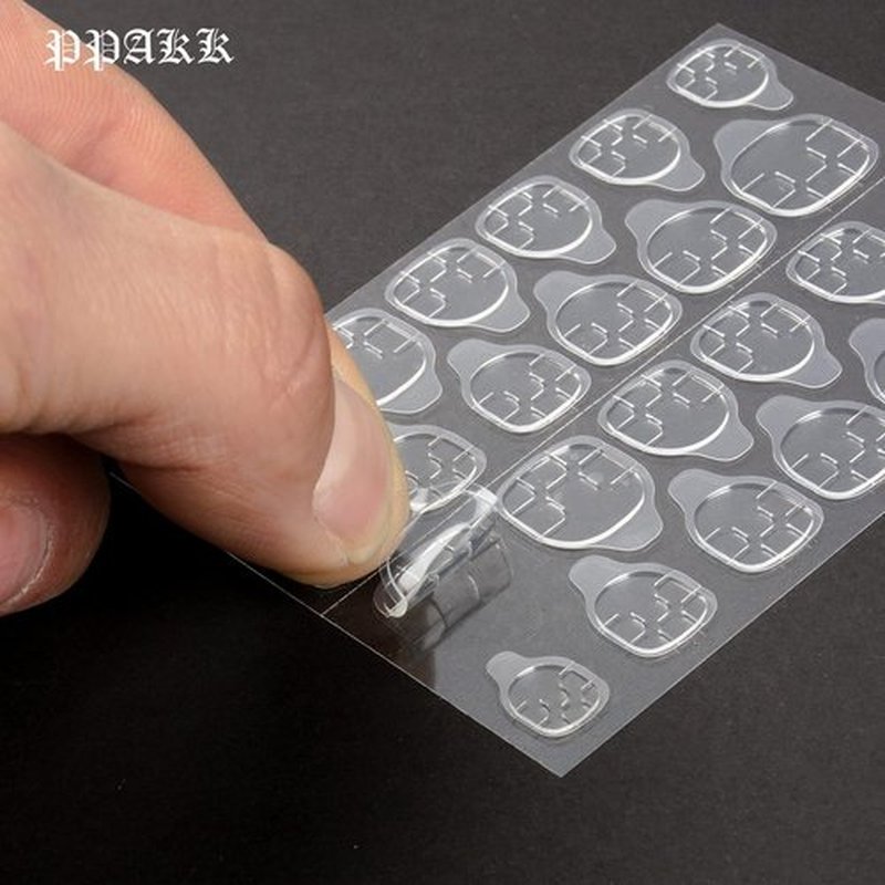 PPAKK 50 Sheets (1200pcs) Double-Sided Nail Adhesive Stickers Breathable Transparent Bendable Fake Nail Glue Fake Nail Tips for Women and Girls