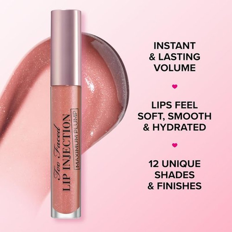 Too Faced Lip Injection Maximum Plump - Extra Strength Lip Plumper Gloss | Hydrating & Volumizing, 0.14 Fl Oz