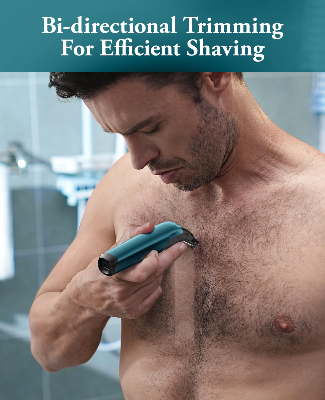 kensen Body Hair Trimmer for Men - 6.0 Upgraded Groin & Pubic Hair Trimmer, 2-in-1 Professional Dual-Head Body Shaver IPX6 Waterproof Wet/Dry Use Rechargeable Versatile Ball Shaver (Green)
