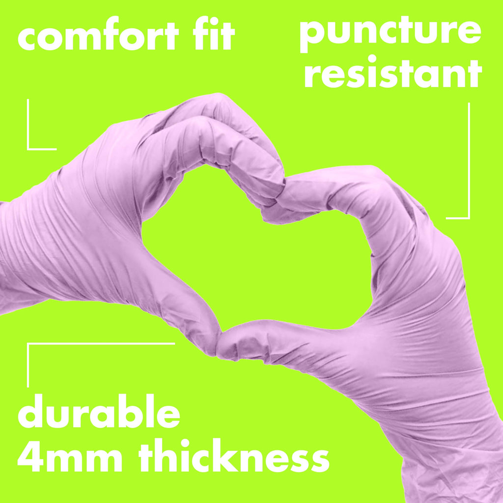 Colortrak Disposable Nitrile Gloves, Pink, Luminous Collection Lilac Frost Latex-Free, Powder-Free Hair Color Gloves for Chemical Processing & Salon Services, 100 Count, Small