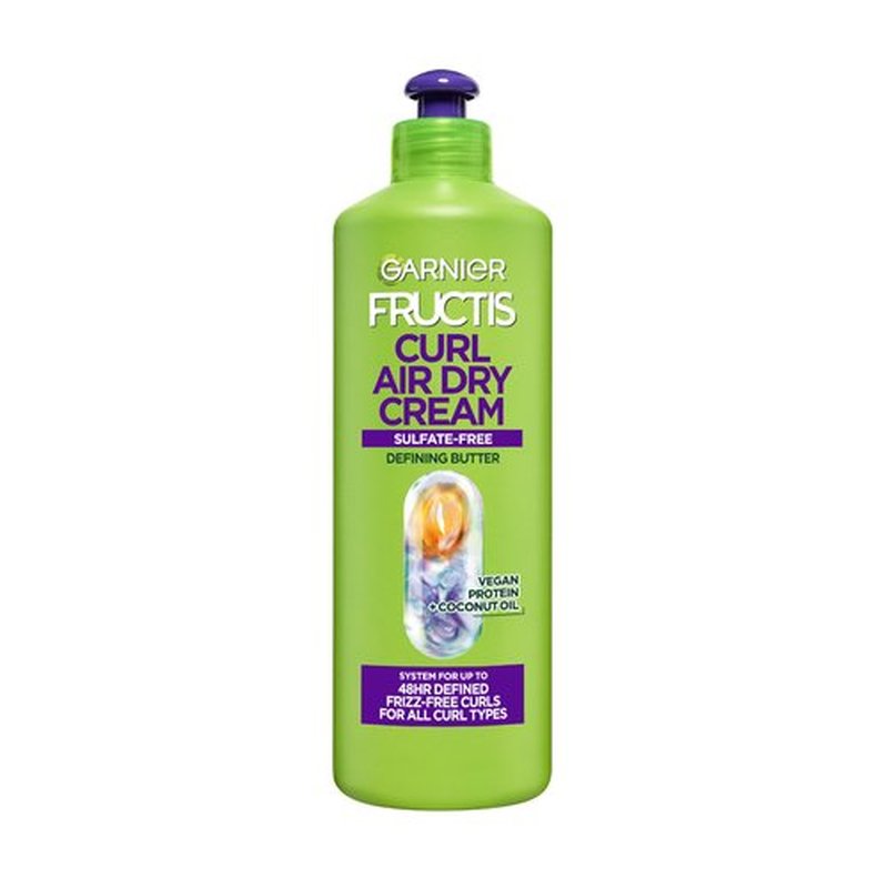 Garnier Fructis Curl Nourish Air Dry Cream XL Leave In Conditioner, Curl Defining Cream with Moisture and Frizz Control For All Curly Hair Types, Made with Vegan Protein & Coconut Oil, 16.9 Fl Oz