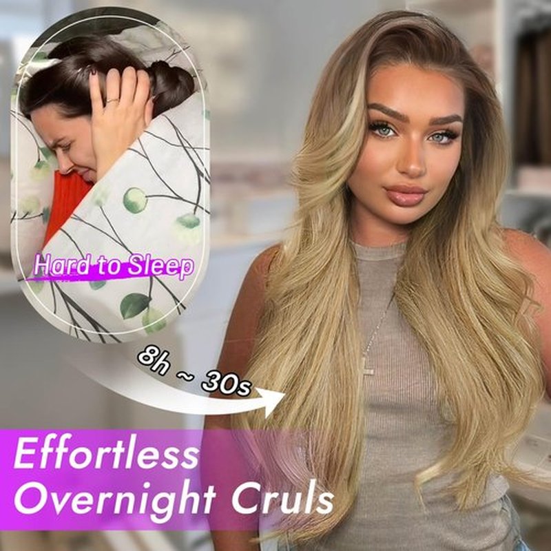 Eawwii 13x4 HD Lace Front Glueless Wigs for Women Ombre Blonde Long Layered Wave Wig Natural Hairline Heat Resistant Synthetic for Daily Use Beginner Friendly 26 Inch