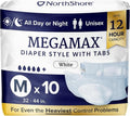 NorthShore MegaMax Adult Diapers - 12-Hour Protection for Heavy Leaks | Medium, 10 Count, White, 32-44 Inches