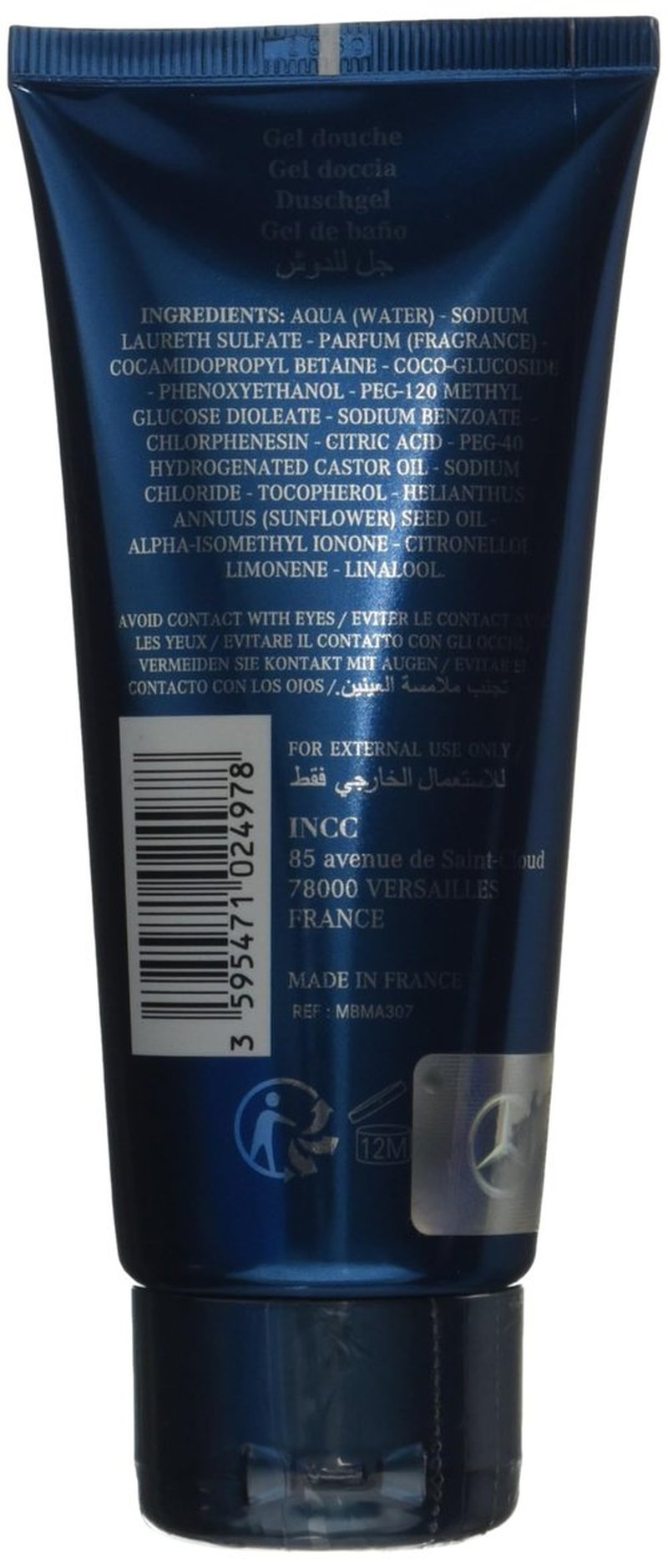 Mercedes Benz Man Bright - Shower Gel Body Wash - Mens Body Wash - Bergamot, Lavender Fragrances - Travel Size Moisturizing Body Soap Liquid - 3.3 oz