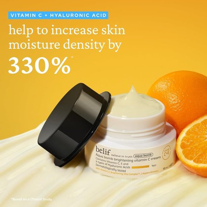 Belif Aqua Bomb Face Cream - Vitamin C & Hyaluronic Acid Moisturizer for Intense Hydration | All Skin Types