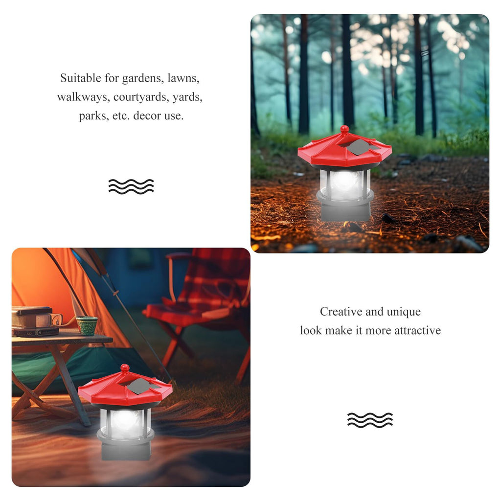 Uonlytech Solar LED Lighthouse Waterproof Landscape Lamp Garden Lamp for Outdoor Lawn Patio Pond Ornament Decoration Red