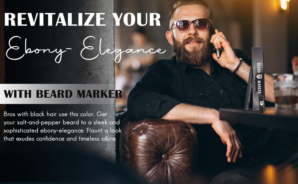 Beard Filler Pen by Beard Marker – ebony-elegance (Black) – Waterproof, Smudge-Proof Gray Beard Concealer, Quick-Dry, Professional Beard Touch-Up