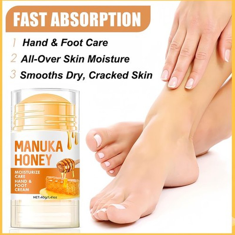KAHSOSE 2Pcs Manuka Honey Foot Balm Stick, Moisturizing Hand and Foot Cream for Dry Cracked Heels, Heel Stick Balm for Women & Men, Callus Hydrating Cream for Hands, Elbows & Knees