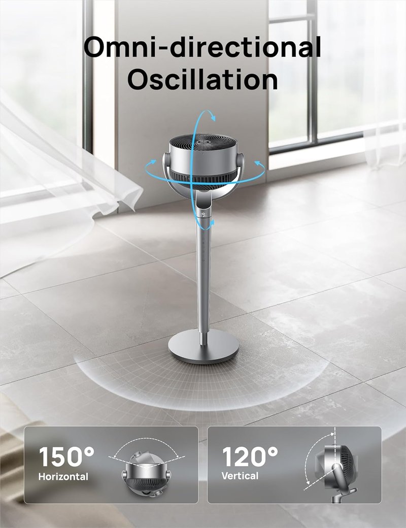 Dreo Smart Fan - 110ft Quiet Pedestal Fan with 150° Omni-Directional Oscillation | 9 Speeds, 43" Height, Smart Control