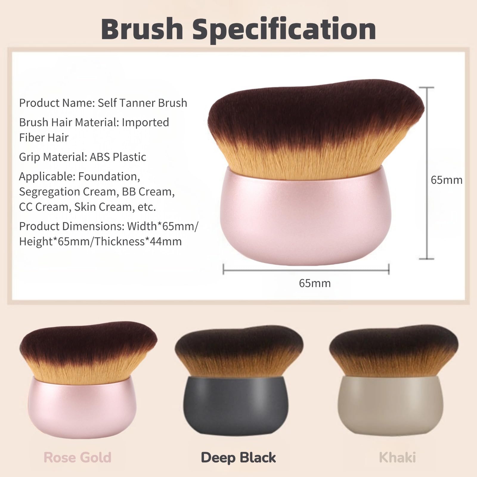 Self Tanner Brush, Large Tanning Brush for Face and Body, Tanning Mitt Bronzer Brush for Self Tan, Kabuki Leg Makeup Brush Multifunctional Self Tanning Applicator (Gold)