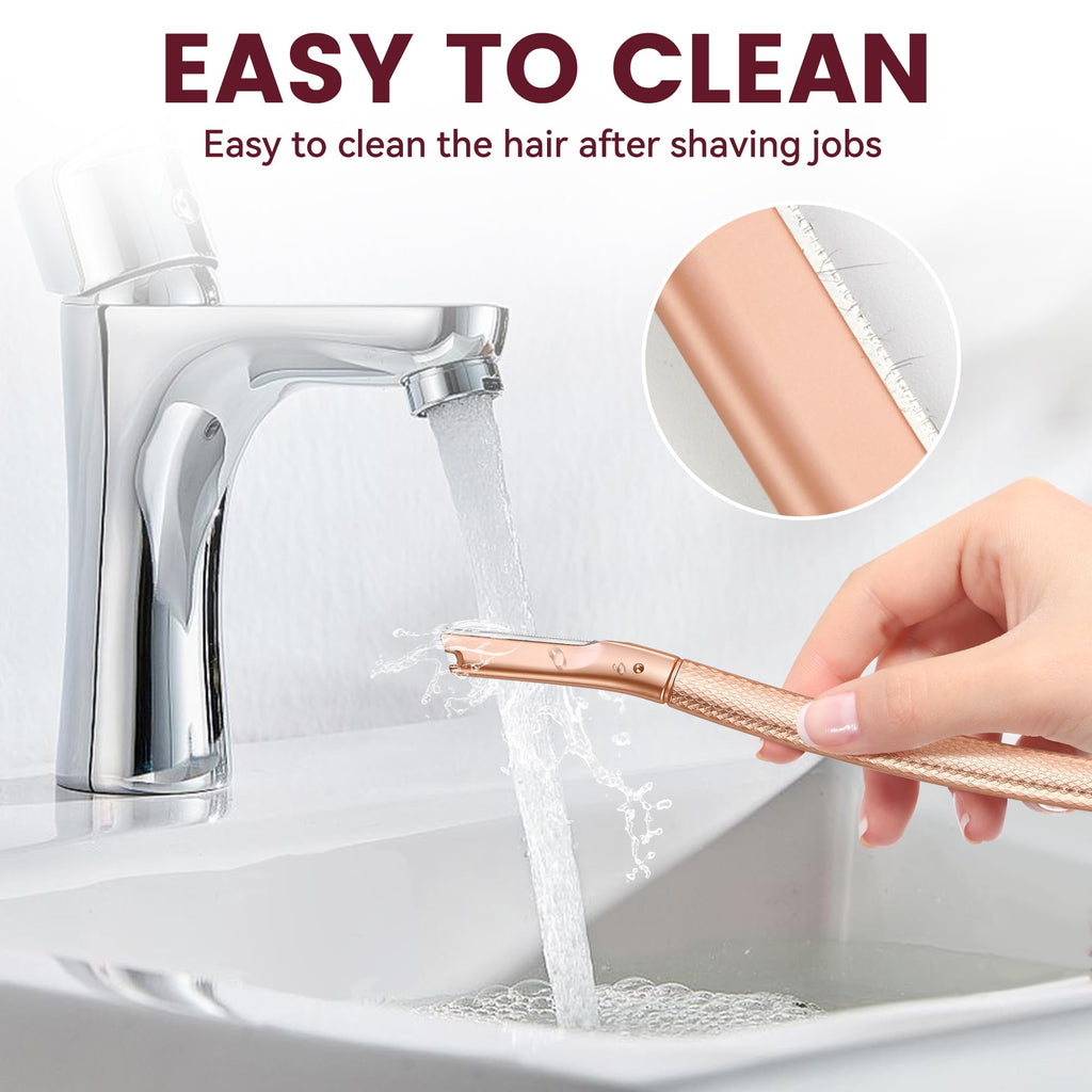 Derloyo Dermaplane Razor for Women Face, 12 Refill Blades, Rose Gold