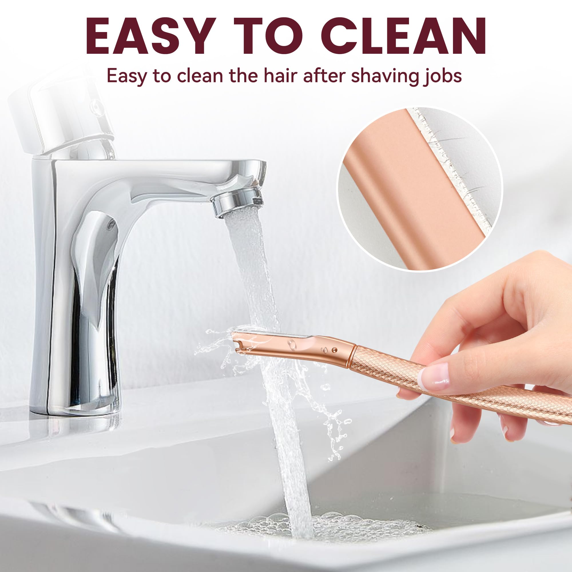 Derloyo Dermaplane Razor for Women Face, 12 Refill Blades, Rose Gold