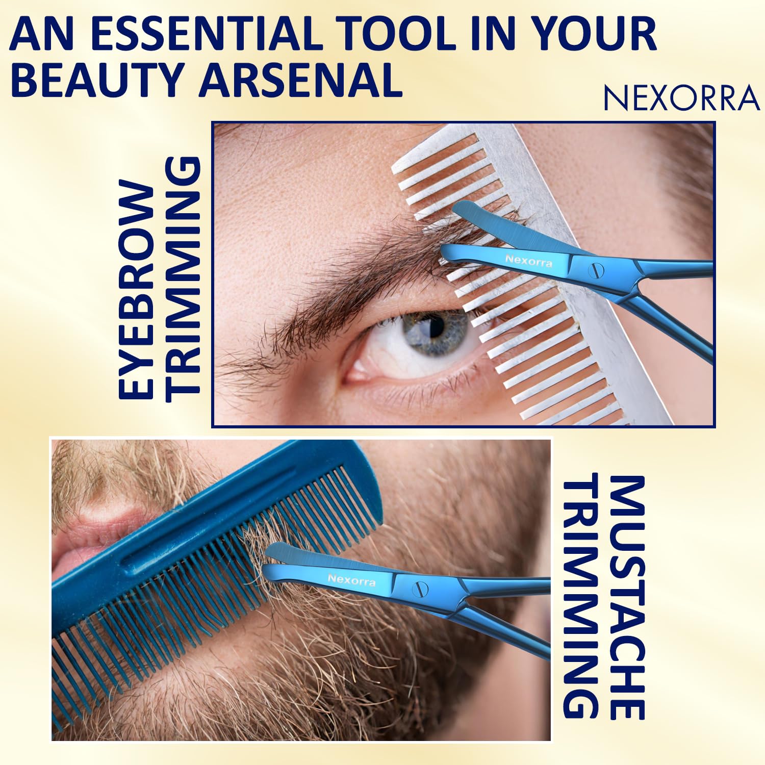 Nexorra Nose Hair Small Scissors for Men & Women Stainless Steel Safety Scissors for Facial Hair, Eyebrows, Beard, Ear & Eyelash Trimming Travel Grooming Tool with Rounded Tip Mustache Scissor.