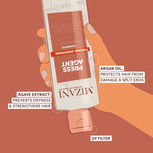 MIZANI Press Agent Sulfate-Free Shampoo - Thermal Smoothing & Moisturizing - Ideal for Dry, Frizzy Hair