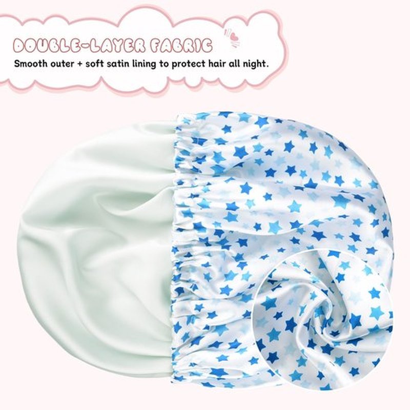 2PCS Baby Silk Satin Bonnet for Sleeping, Adjustable Infant Night Cap, Double Layer Toddler Bonnets for Infants (0-6 Months)