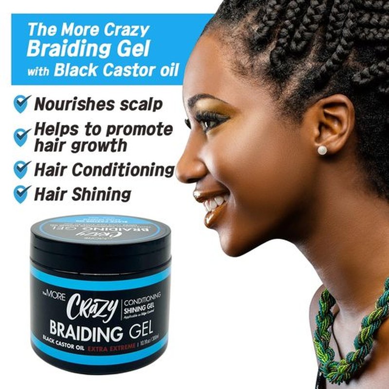 The MORE Crazy Conditioning Shining Braiding Gel, Extra Extreme Hold for All Hair Types, 10.1 Fl Oz, Clear Styling Gel, Nourishes Scalp, Promotes Hair Growth