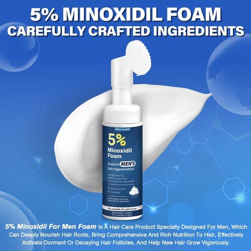 Minoxidil 5% Foam for Men Hair Growth Foam Suitable for Hair Thinning Receding Hairline and Hair Loss to Hair Regrowth Get Thicker Fuller Hair 3 Bottles 2.11 Ounces Each