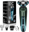 Electric Razor for Men, 3-in-1 Shaver with Floating Blades for Nose Hair &Sideburns,Replacement Blades, Pop-up Trimmer, IPX7 Waterproof, Travel Lock, Wet & Dry Use, Face Shaving Grooming Travel Kit