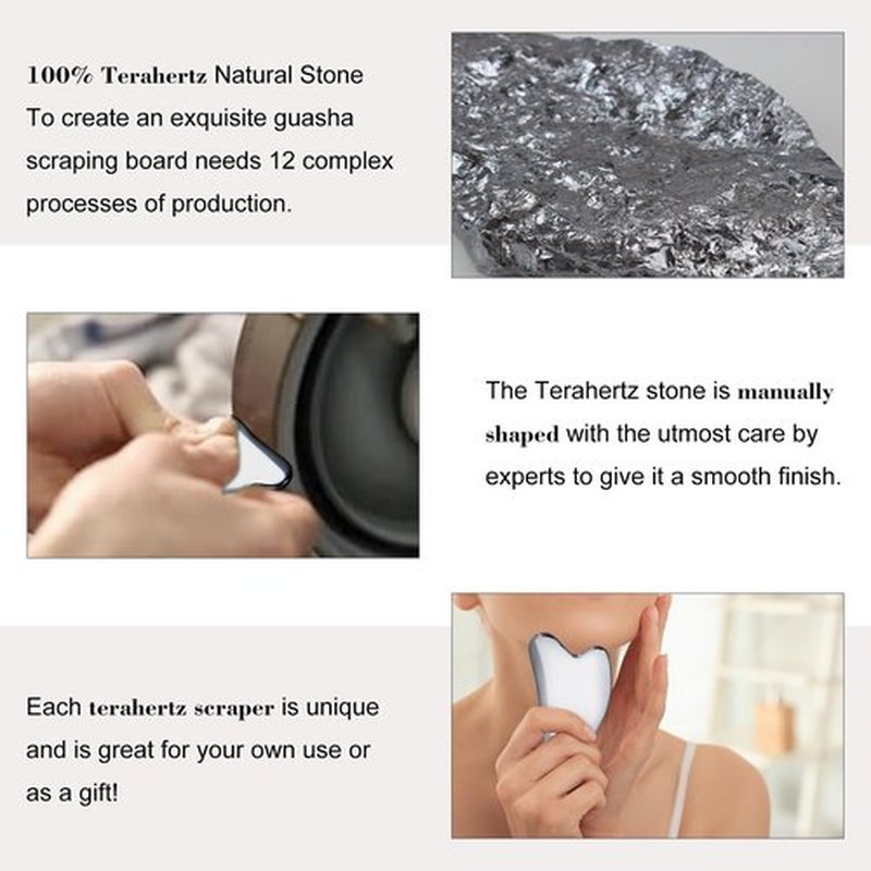 FSwsawX Terahertz Stone Gua sha Facial Tool，Natural Terahertz Gua sha Board