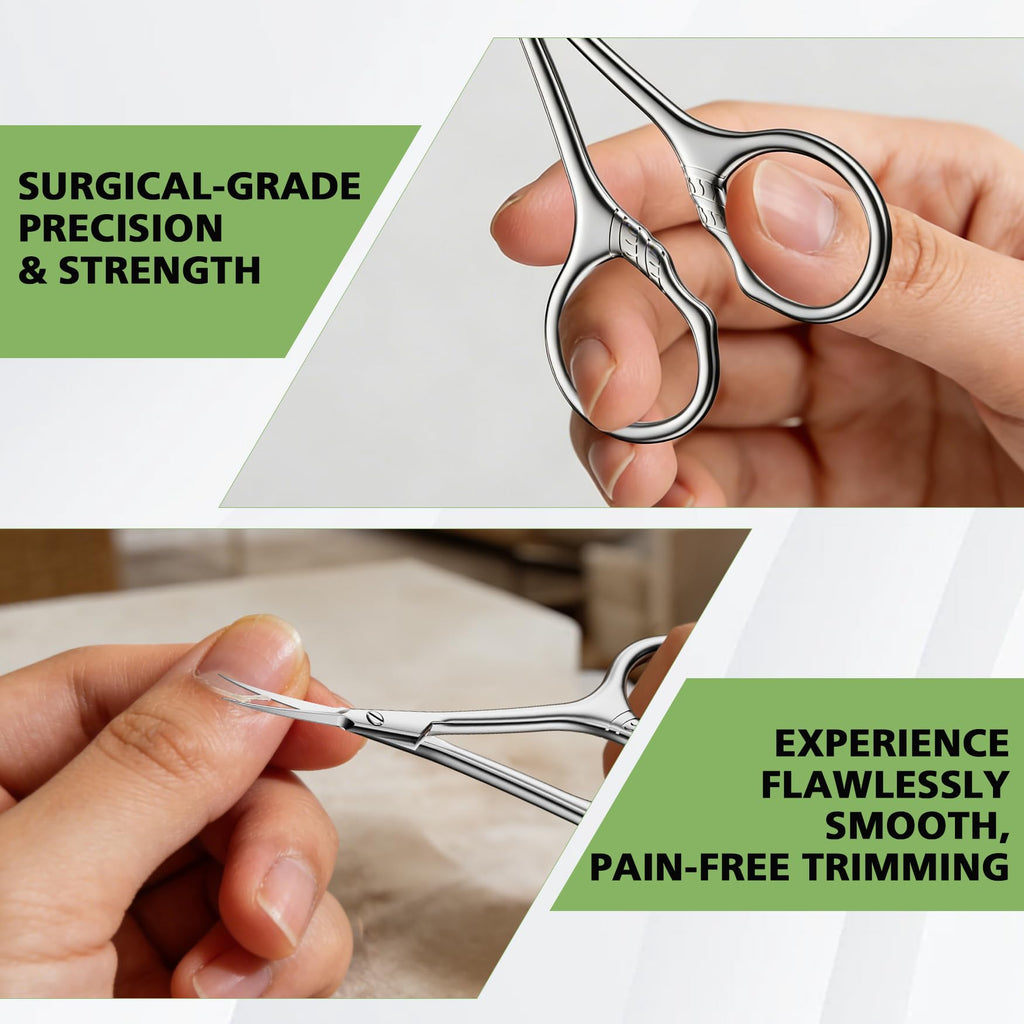 BALUCA Professional Extra Fine Curved Cuticle Scissors - Super Slim 3.9” Manicure & Grooming Scissors with Precision Tip for Nails, Cuticles, Eyebrows, Eyelashes, Dry Skin