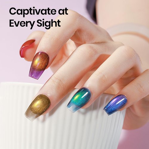 SUPWEE Magnetic Nail Polish Gel, 12 Colors Cat Eye Gel Nail Polish Set with Magnet, High Glossy, UV Lamp Cure, Vegan, Non Toxic, Long Lasting, 0.24fl oz