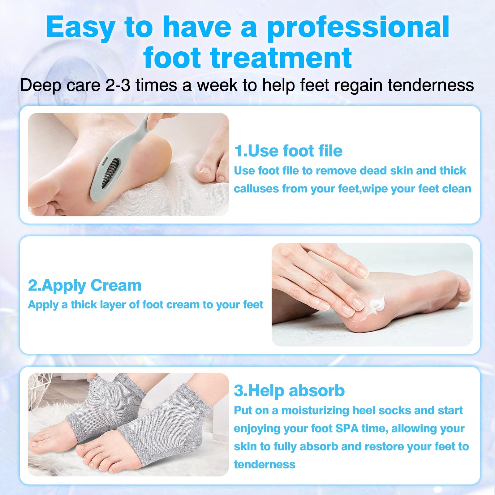 Yunmeng Urea Cream 40 Percent for Feet Maximum Strength, with Moisturizing Heel Socks for Cracked Heel,Foot Cream for Dry Cracked Heels and Feet,Urea Lotion, 3.5 OZ, Foot Files