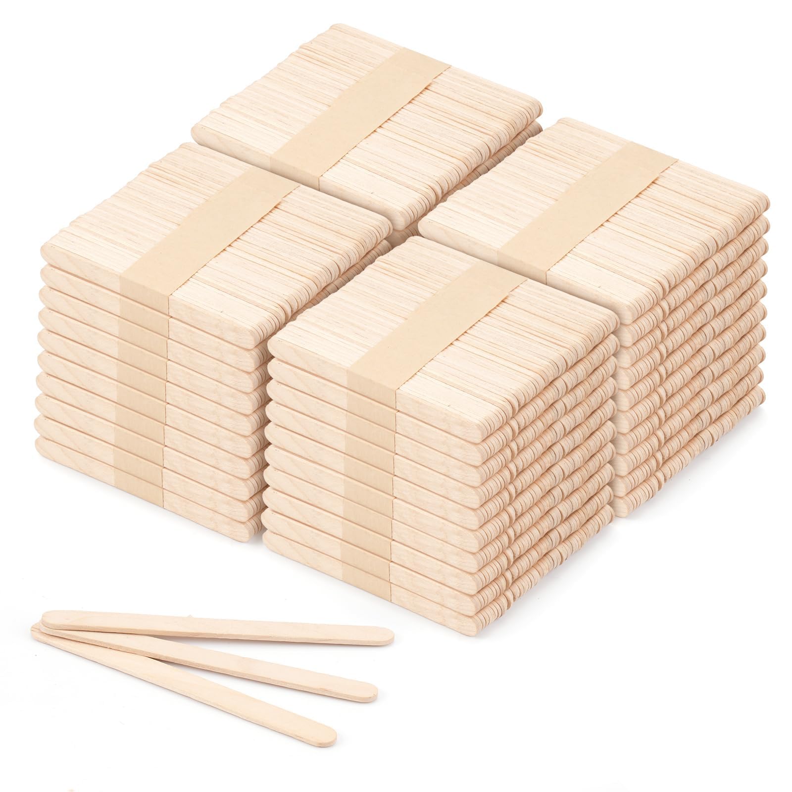 VEIDIA 2000 Pcs 4.5" Wooden Craft Sticks, Ice Cream Sticks,Natural Wood Popsicle Stick for Waxing, DIY Wood Crafts, Hair Removal and Waxing Supplies, Paint Stirrer, Art Projects and Ice Pop Sticks