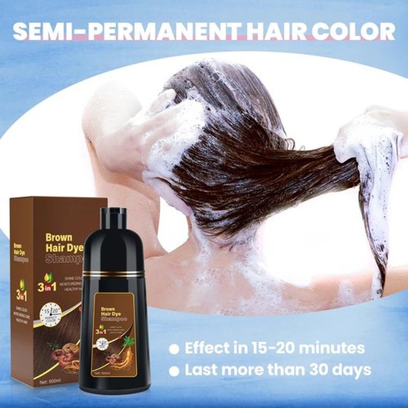 BOJICA Hair Color Shampoo, Brown Hair Dye Shampoo 3 in 1 for Women&Men Herbal Ingredients Hair Dye in Minutes/Semi-Permanent/(16.9 FL OZ)