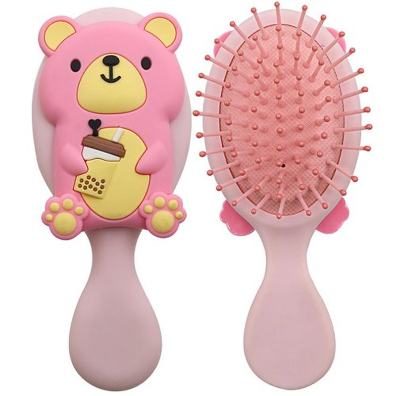 DINATIS Mini Toddler Hair Brush Detangler Brush Kids Detangling Hairbrush Soft Massage Comb Small Travel Hair Brush for Thick Curly Thin Long Short（Pink）