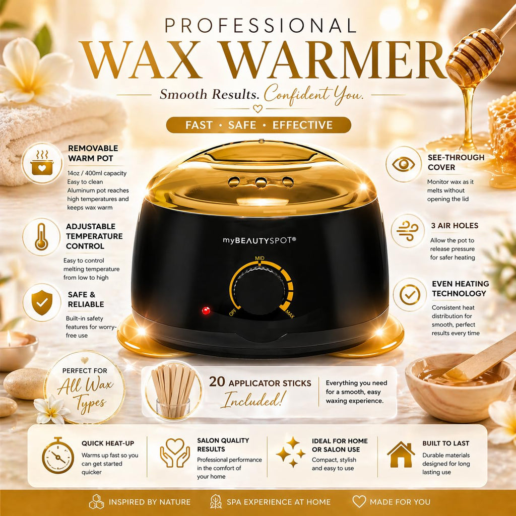 My Beauty Spot Wax Warmer for Hair Removal Kit – Wax Machine Kit for Women – At Home Hair Removal Wax Kit – Full Body Bikini Brazilian – Includes Wax Beads & Sticks