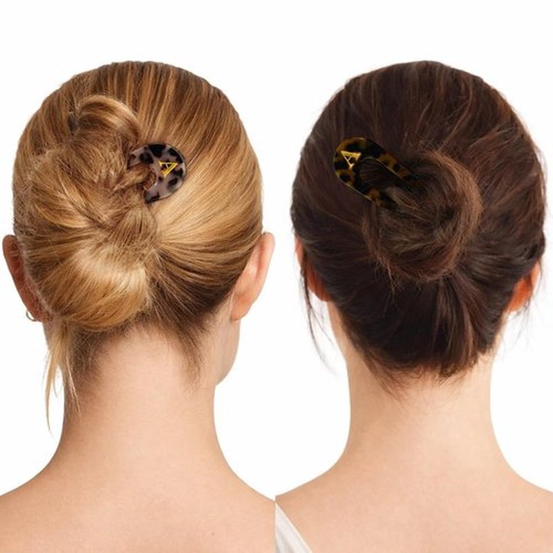 Fohufo French Hair Pin for Women - 5.3 Inch 2 Pcs Tortoise Shell Initial French Pin, Fashion Hair Accessories for Women, Acetate Cute Hair Forks, Birthday Gifts Valentines Day Gifts, Letter A