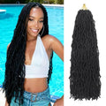 DACAI XIU Faux Locs Crochet Hair 24 Inch 7 Packs Soft Locs Crochet Hair Pre Looped Goddess Locs Dreadlocs Synthetic Hair For Black Women (1B# Black#