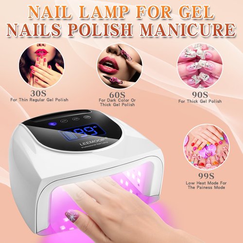 Rechargeable UV LED Nail Lamp, 96W Cordless UV Light for Nails with Handle, Professional Curing Lamp for Gel Nails with 42 Beads, 4 Timer Setting Nail Light and LED Touch Screen Gel Polish Nail Dryer