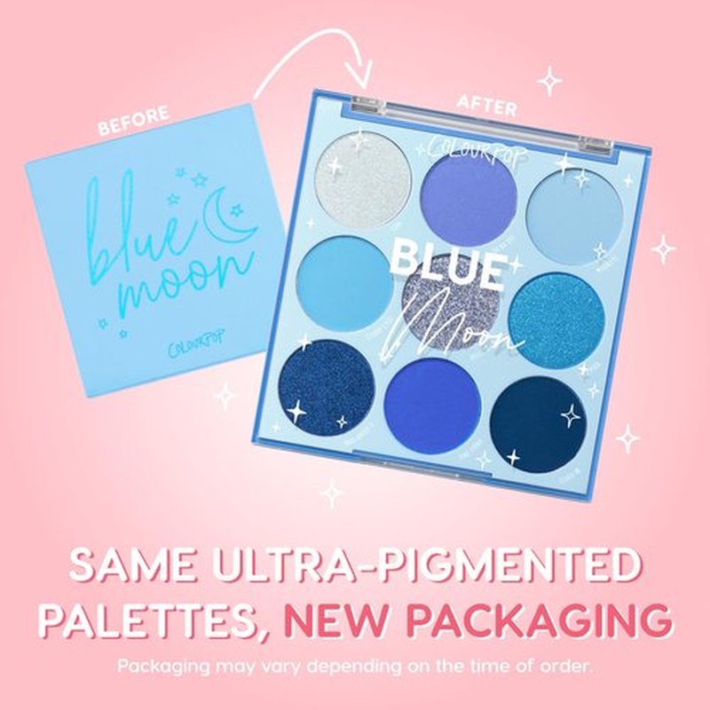 ColourPop Blue Moon Eyeshadow Palette | High-Pigment Monochromatic Blue Shades - Matte, Metallic & Duochrome Finishes (0.3 oz)