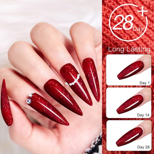 28g/box Color Acrylic Powder Professional Red Glitter Acrylic Nail French Manicure Powder for Nail Extension Acrylic Nail System,HJ-NAP017-No.36